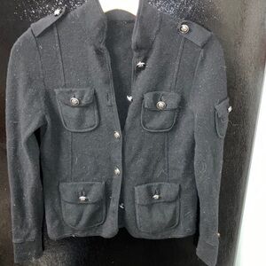 Tory bunch 100% button thick cardigan sweater in black